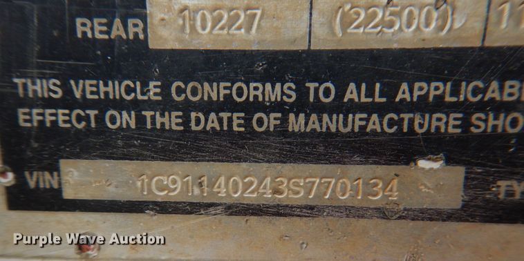 image for item KP9261 2003 Construction Trailer Specialists  bottom dump trailer