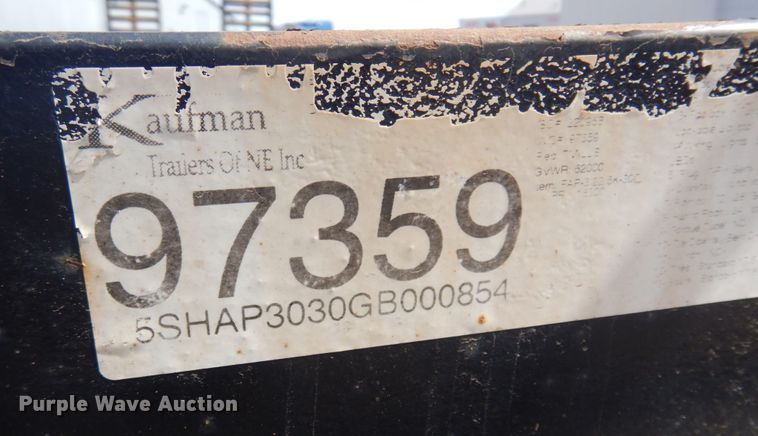 image for item KU9679 2016 Kaufman  equipment trailer