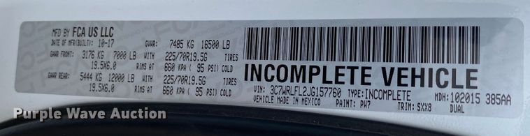 image for item DM4026 2018 Dodge Ram 4500HD  flatbed truck