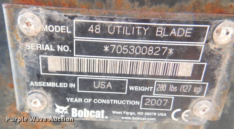 image for item DM6009 Bobcat 48" W skid steer snow plow