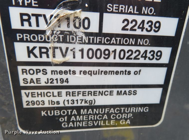 image for item DN7934 2009 Kubota RTV 1100  utility vehicle