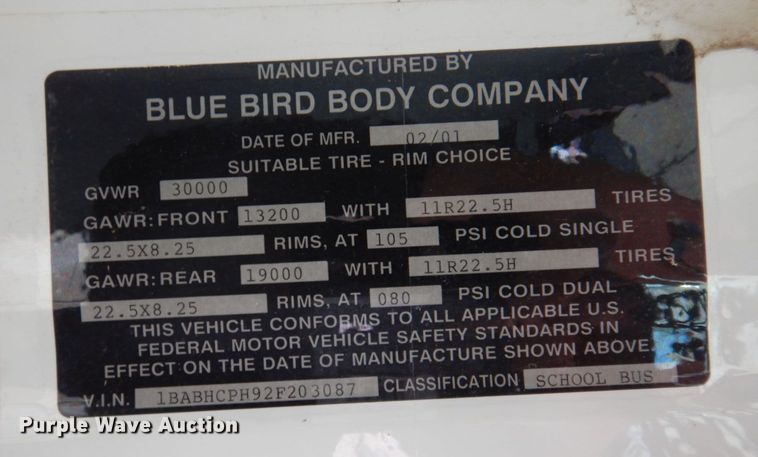 image for item DP5414 2002 Blue Bird All American  school bus