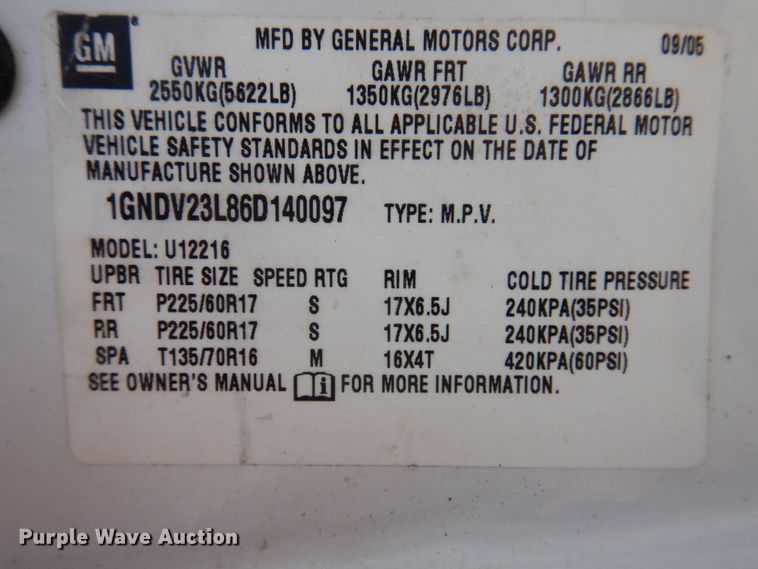 image for item DP5423 2006 Chevrolet Uplander LS  van