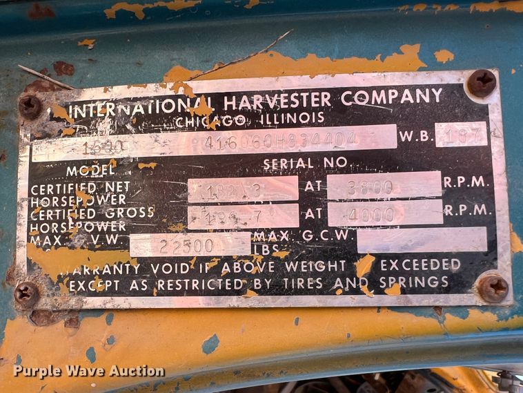 image for item EX9644 1969 International 1600  winch truck