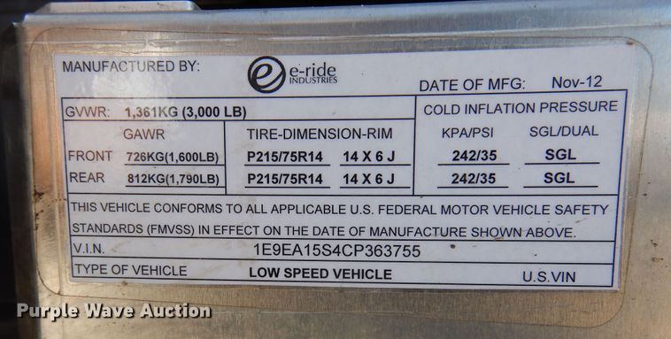 image for item HB9751 2012 E-Ride EXV2 Patriot  Electric UTV