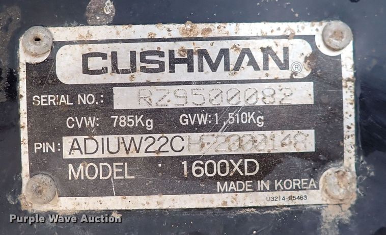 image for item HR9805 2015 Cushman 1600XD  utility vehicle