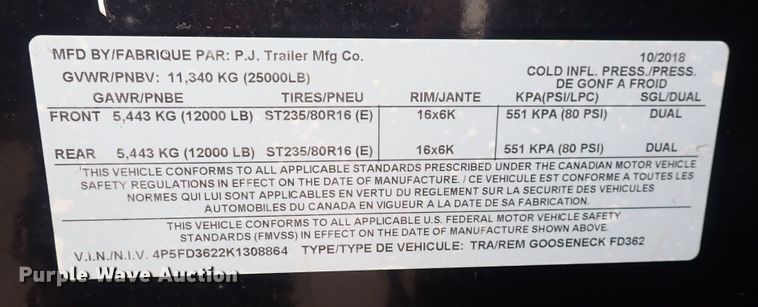 image for item HR9817 2019 PJ  equipment trailer