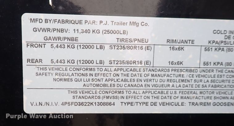 image for item HR9817 2019 PJ  equipment trailer