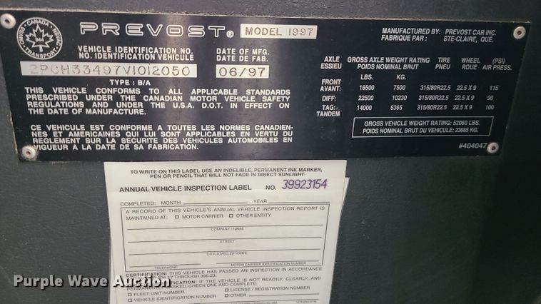 image for item IF9464 1997 Prevost  coach bus