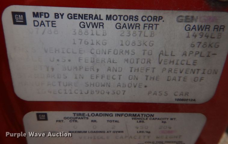 image for item IM9696 1988 Buick Reatta