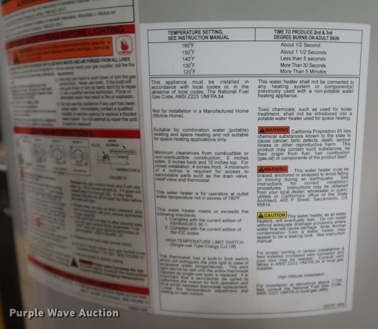 image for item IY9186 2014 A.O. Smith FCG75301  water heater