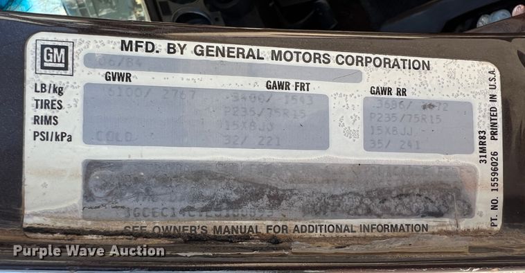 image for item JH9229 1984 Chevrolet C10  pickup truck