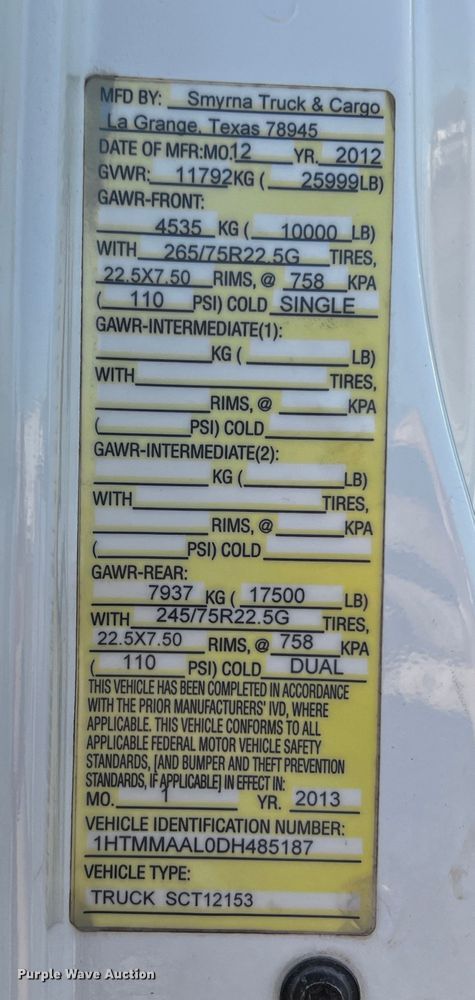 image for item JH9379 2013 International DuraStar 4300  utility / service truck