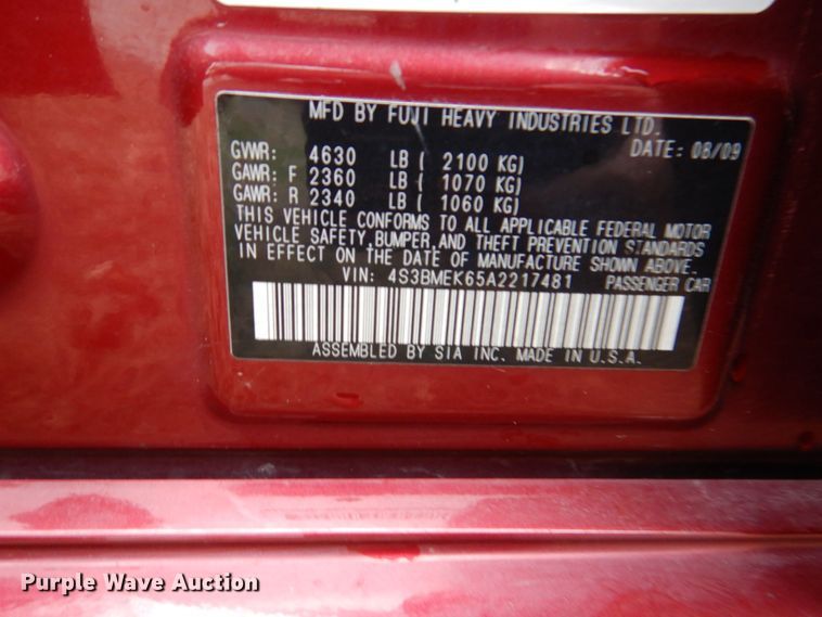 image for item JJ9208 2010 Subaru Legacy