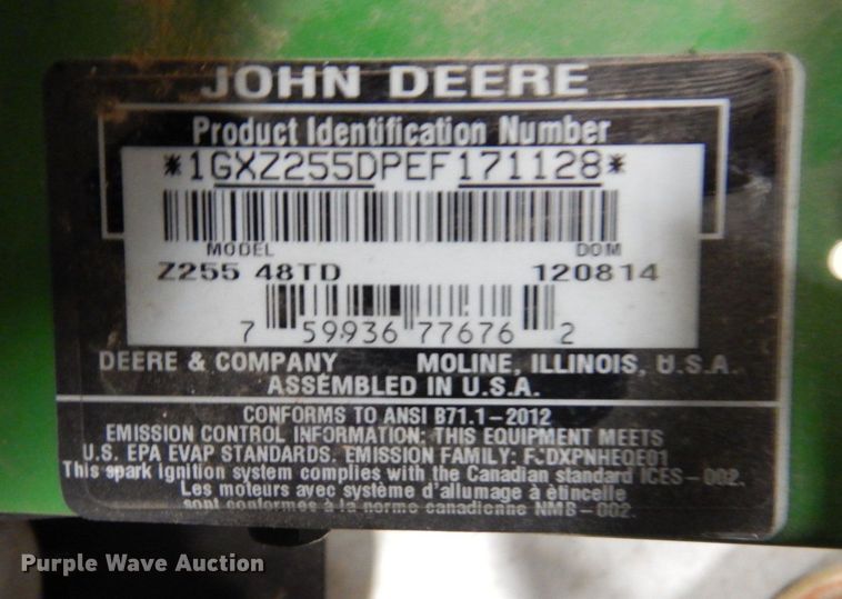 image for item JS9077 John Deere Z255  ZTR lawn mower
