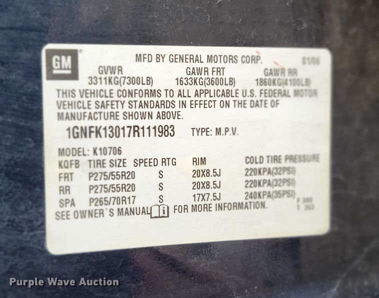 image for item JY9229 2007 Chevrolet Tahoe  SUV