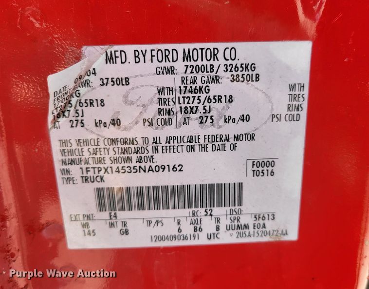 image for item JY9236 2005 Ford F150  SuperCab pickup truck