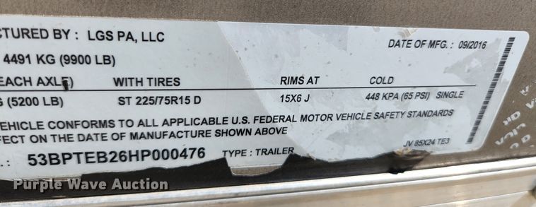 image for item KE9872 2017 LGS Pace  enclosed cargo trailer