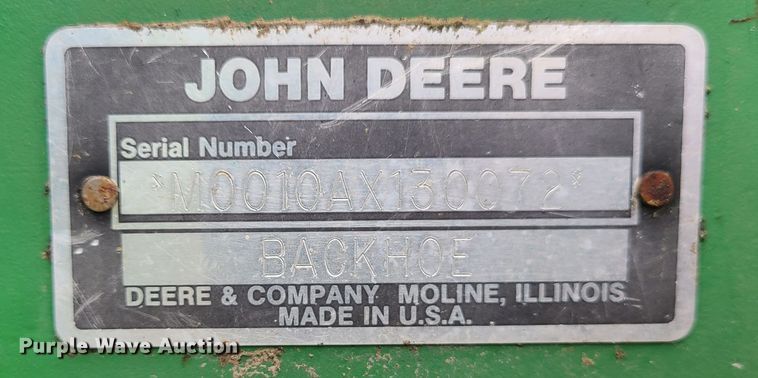 image for item KT9706 John Deere 10A  John Deere 10A backhoe attachment