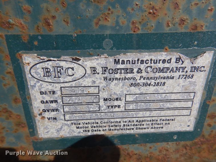 image for item KU9673 1997 Foster  utility trailer