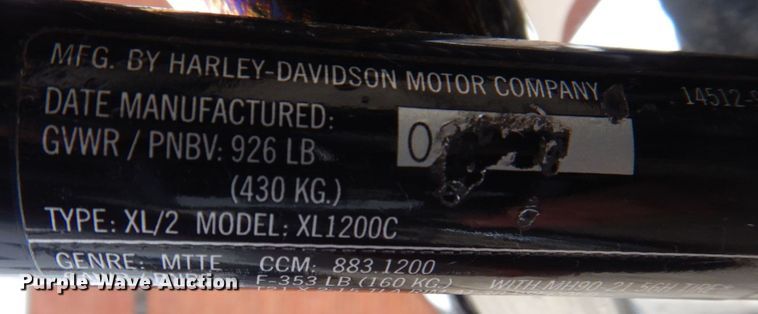 image for item MU9537 1997 Harley Davidson XL 1200C  motorcycle