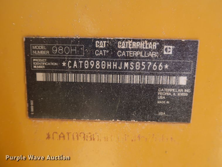 image for item DK3641 2010 Caterpillar 980H  wheel loader