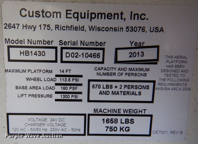 image for item DL3737 2013 Hy-Brid HB1430  scissor lift