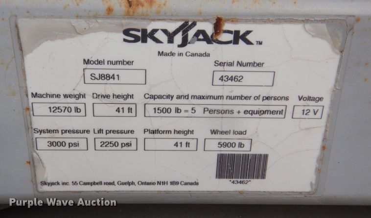 image for item DL3741 Sky Jack SJ8841  scissor lift