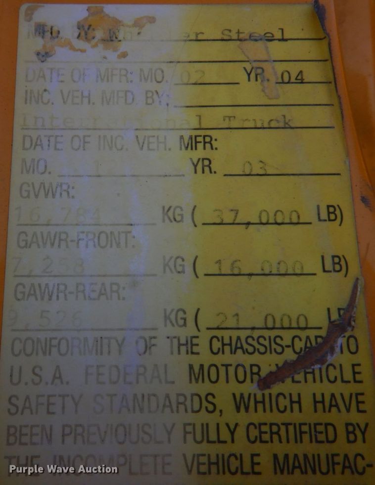 image for item DM7252 2004 International 7400  dump truck