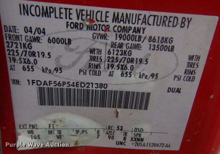 image for item DM7261 2004 Ford F550 Super Duty  utility / service truck