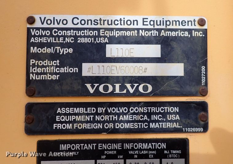 image for item DP4516 2003 Volvo L110E  wheel loader