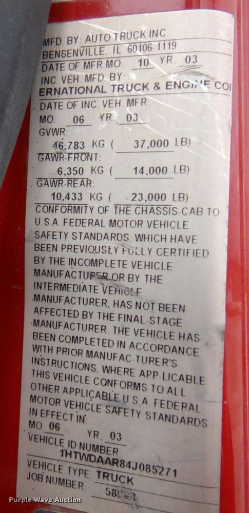 image for item DP5424 2004 International 7400  dump truck