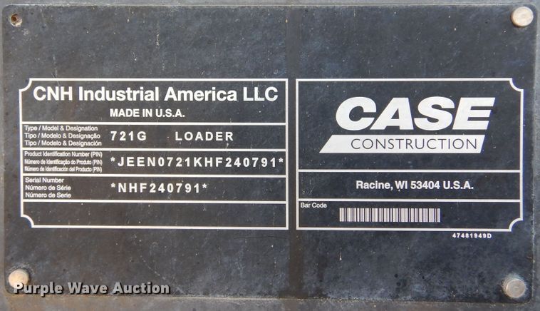 image for item DR1140 2017 Case 721G  wheel loader