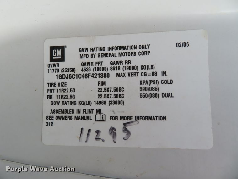 image for item FB9789 2006 GMC C6500  water truck