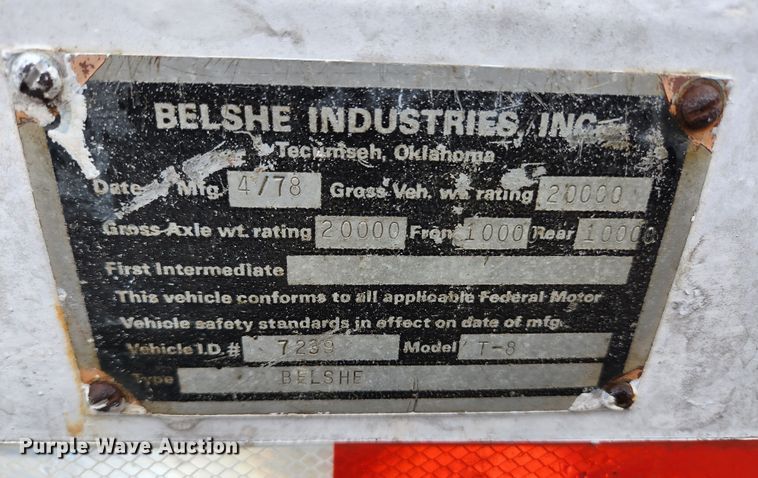 image for item HK9417 1978 Belshe T-8  equipment trailer