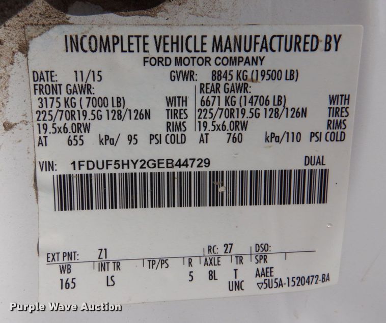 image for item IM9875 2016 Ford F550 Super Duty XL  bucket truck