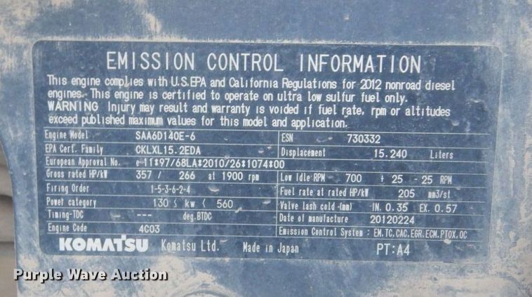 image for item IU9824 2014 Komatsu WA500-7  wheel loader