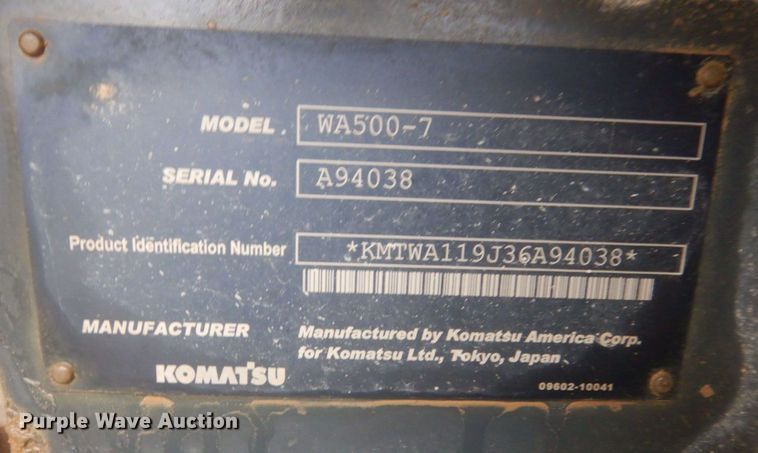 image for item IU9824 2014 Komatsu WA500-7  wheel loader