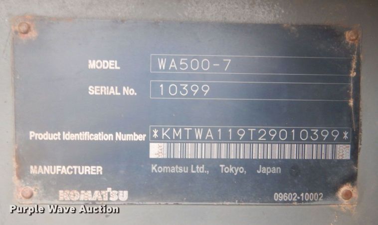 image for item IU9825 2014 Komatsu WA500-7  wheel loader