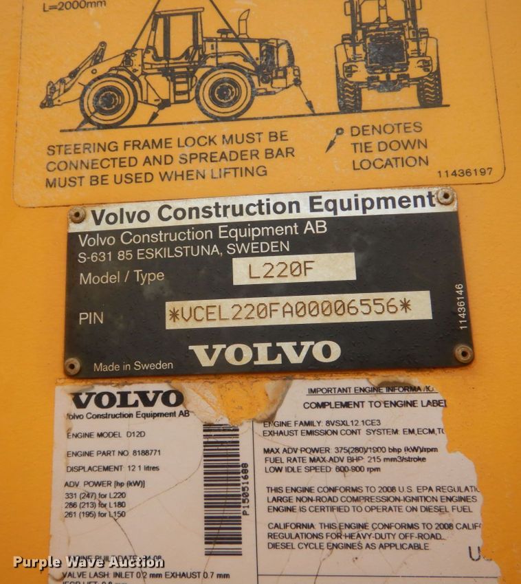 image for item IU9826 2008 Volvo L220F  wheel loader