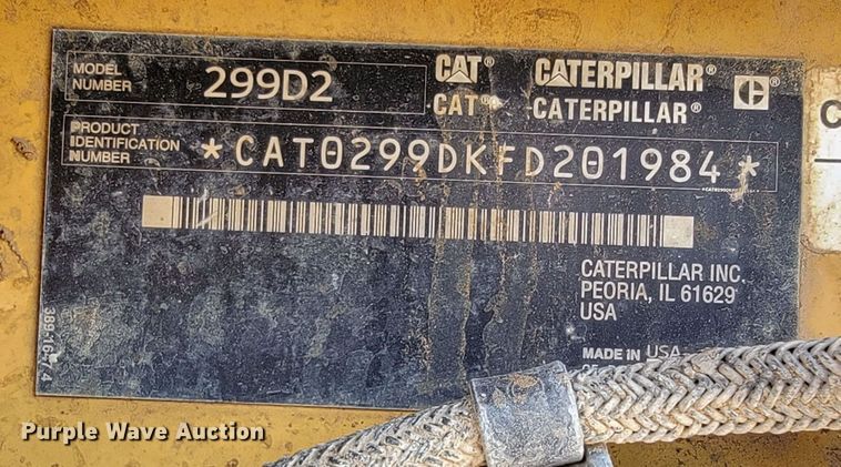 image for item JL9686 2017 Caterpillar 299D2  tracked skid steer loader