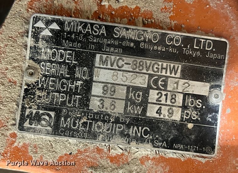 image for item JQ9050 Mikasa MVC-88VGHW  plate compactor