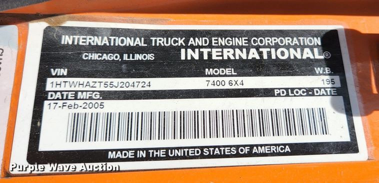 image for item KE9881 2005 International 7400  dump truck