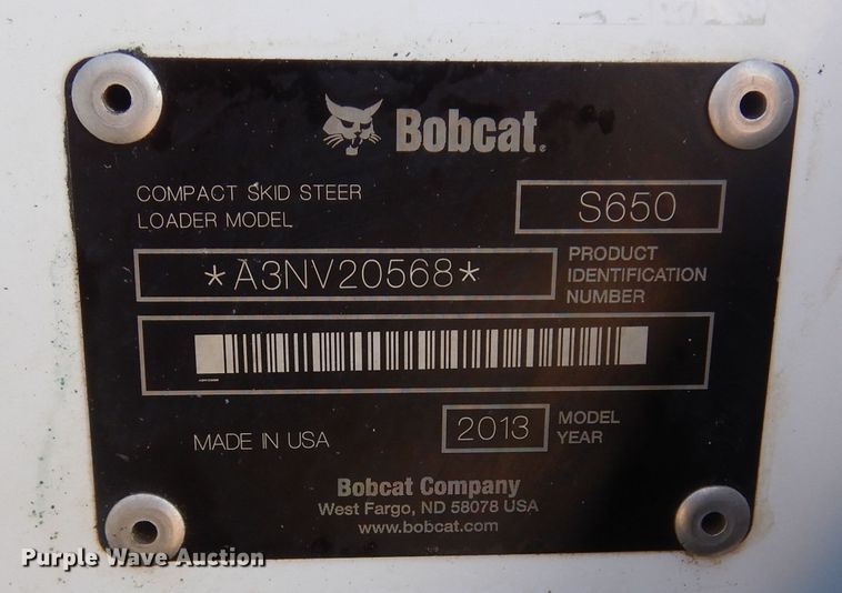image for item KT9079 2013 Bobcat S650  skid steer loader