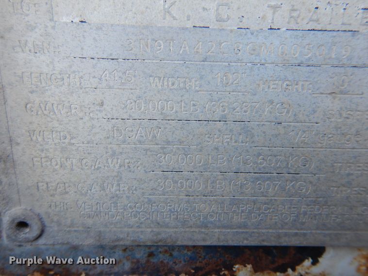 image for item LJ9814 2012 North American HVTS-130  vacuum trailer