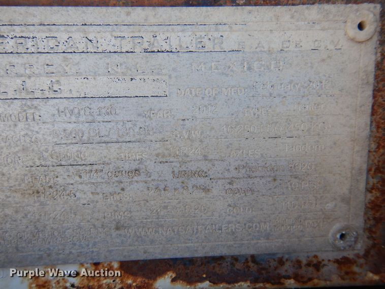 image for item LJ9814 2012 North American HVTS-130  vacuum trailer