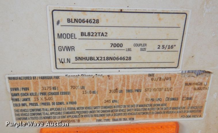 image for item MX9926 2008 Cargo Mate BL822TA2  enclosed cargo trailer