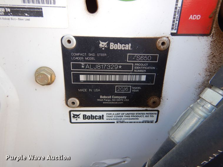 image for item MX9932 2016 Bobcat S650  skid steer loader