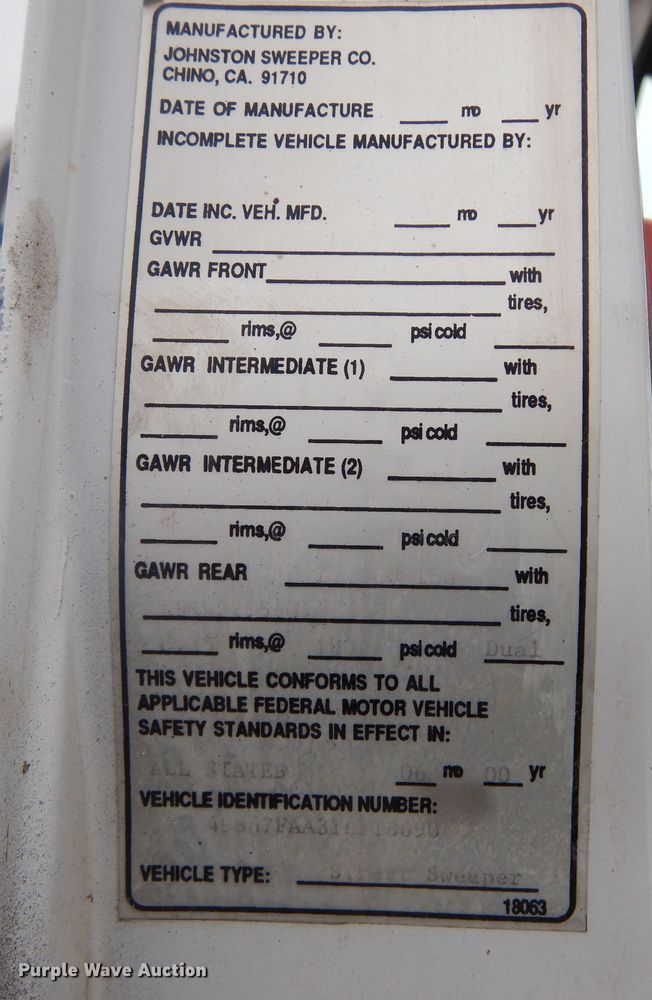 image for item MX9956 2001 Sterling SC-7000  street sweeper truck