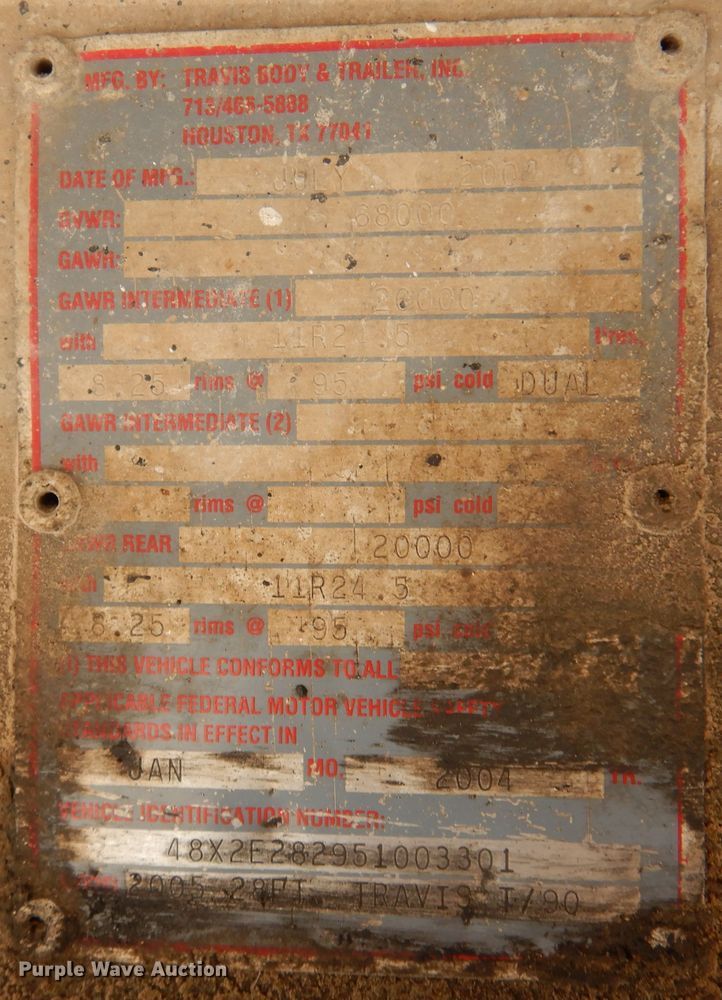 image for item DK4350 2005 Travis  end dump trailer